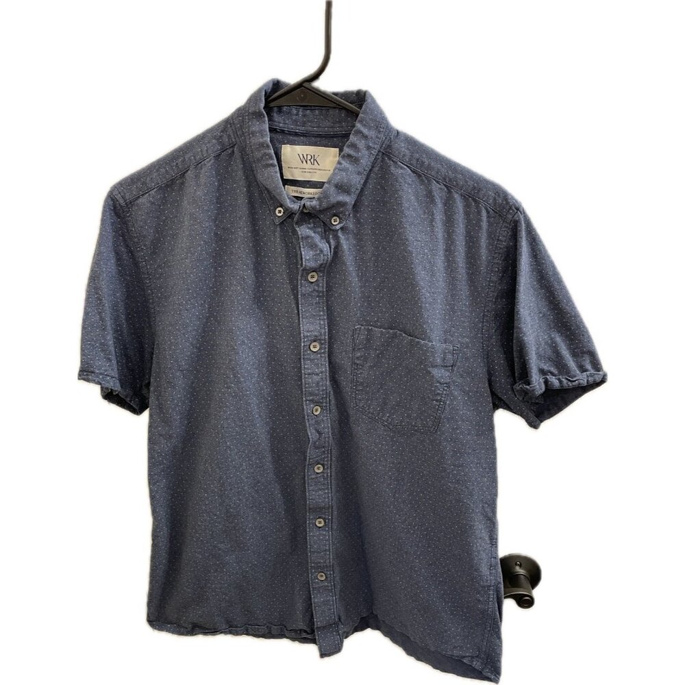 WRK Men’s Sz L Blue Green Polka Dot Button The Reworked Shirt Short Sleeve